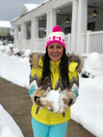 Winter weekend in Vermont | Marissa Vicario | girl outside of Kimpton Taconic Inn