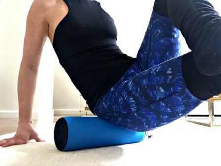 Foam rolling exercises for legs and hips | gluteus maximus right | Marissa Vicario