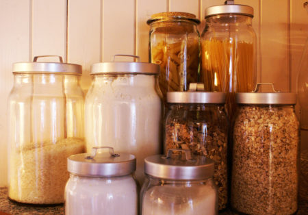 how to do a pantry clean out - glass jars in a pantry